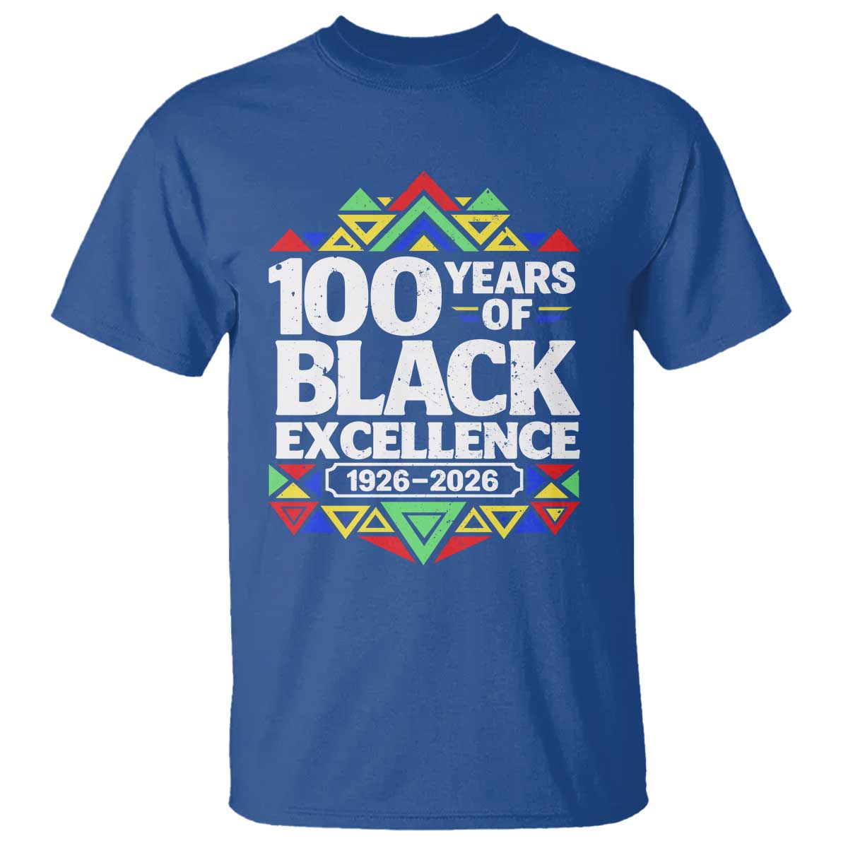 100 Years of Black Excellence 1926 2026 T Shirt African Tribal Pattern Heritage Celebrating Black History TS02 Royal Blue Print Your Wear