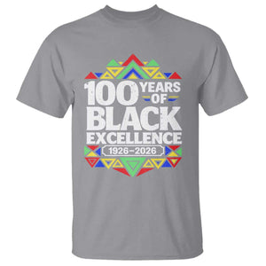 100 Years of Black Excellence 1926 2026 T Shirt African Tribal Pattern Heritage Celebrating Black History TS02 Sport Gray Print Your Wear