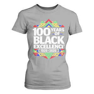 100 Years of Black Excellence 1926 2026 T Shirt For Women African Tribal Pattern Heritage Celebrating Black History TS02 Sport Gray Print Your Wear