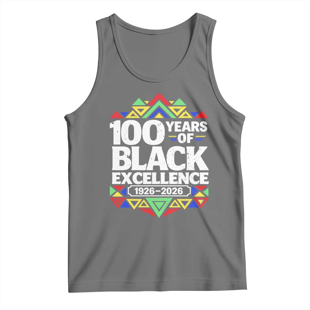 100 Years of Black Excellence 1926 2026 Tank Top African Tribal Pattern Heritage Celebrating Black History TS02 Black Heather Print Your Wear