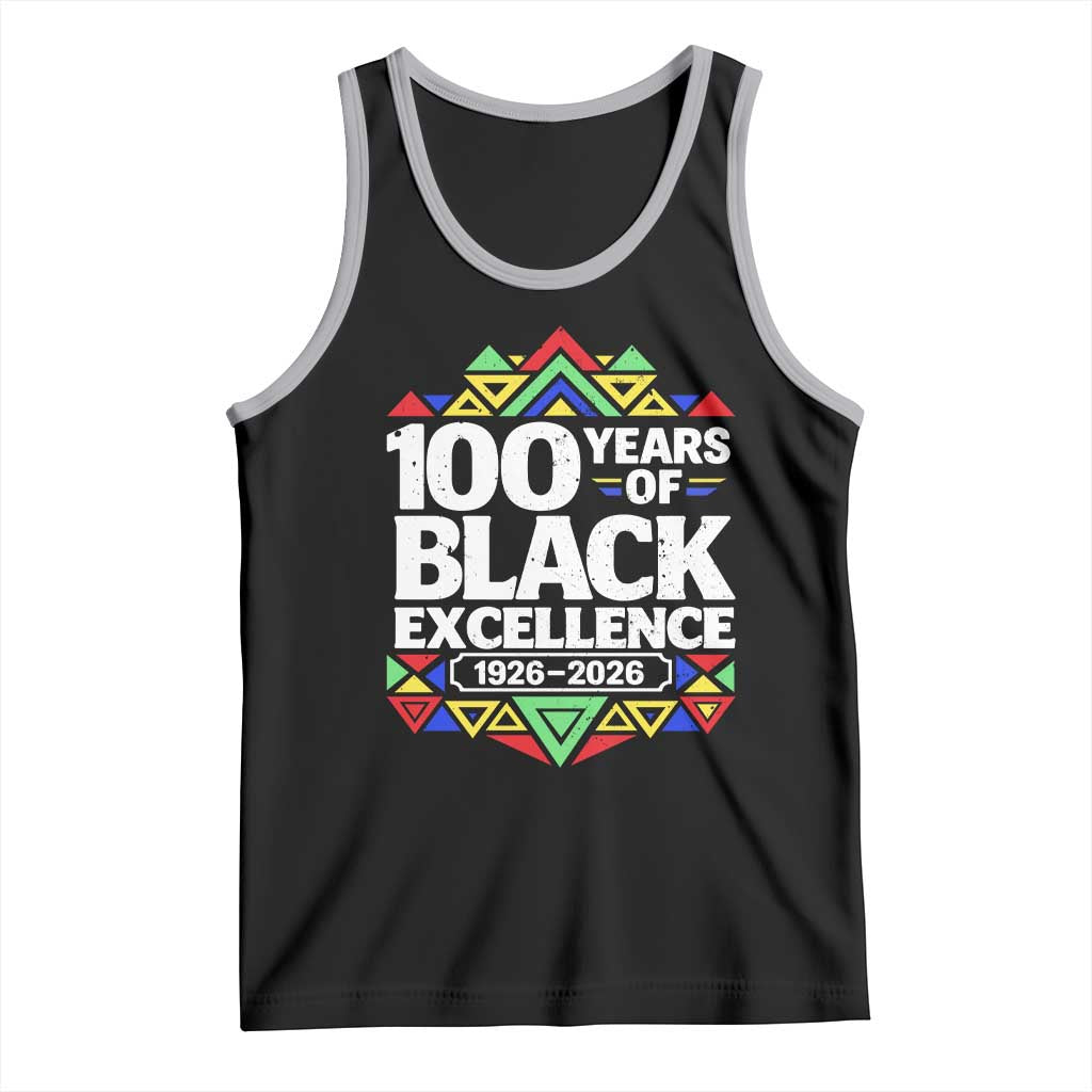 100 Years of Black Excellence 1926 2026 Tank Top African Tribal Pattern Heritage Celebrating Black History TS02 Black Athletic Heather Print Your Wear