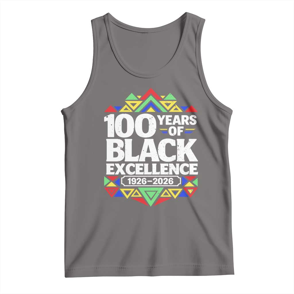 100 Years of Black Excellence 1926 2026 Tank Top African Tribal Pattern Heritage Celebrating Black History TS02 Deep Heather Print Your Wear