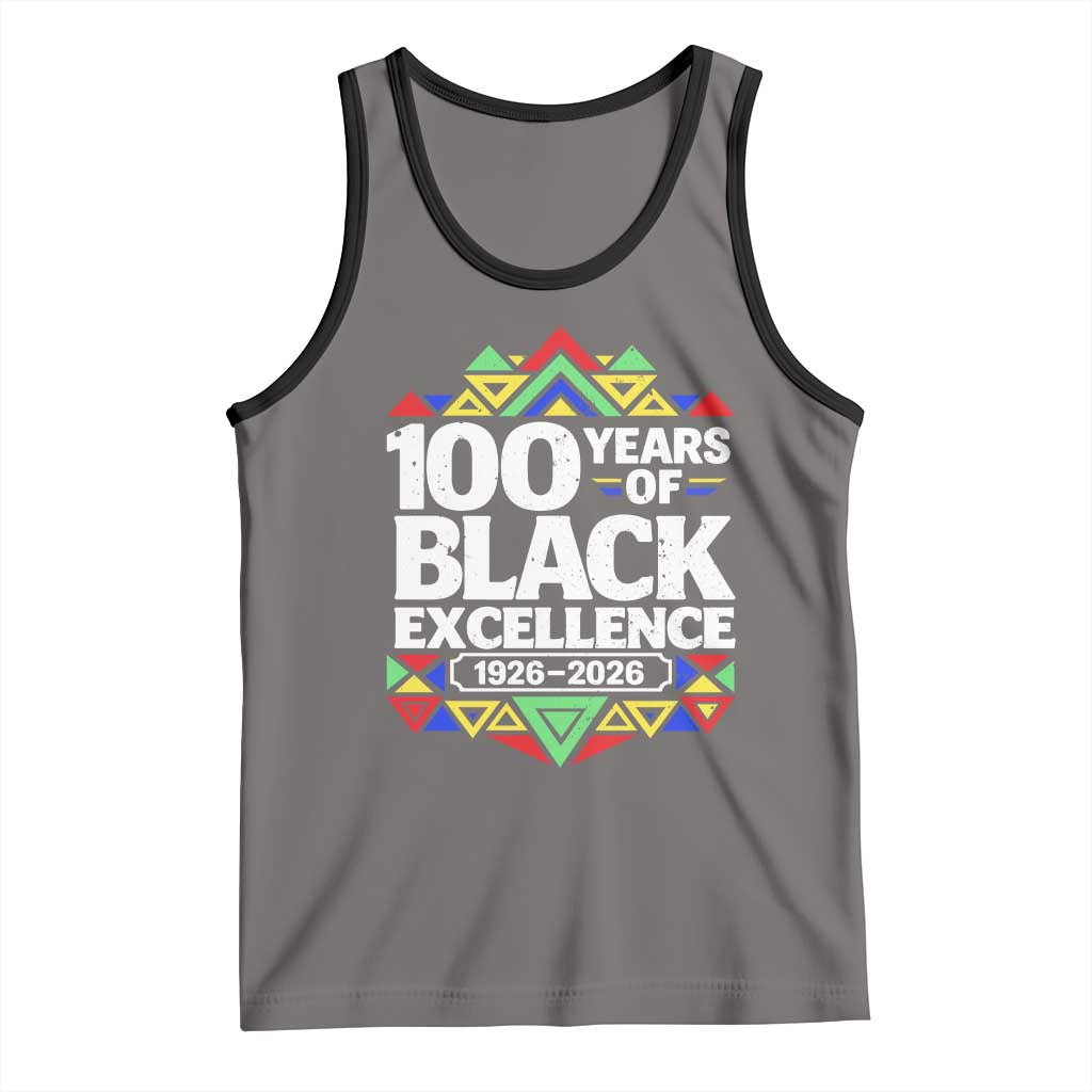 100 Years of Black Excellence 1926 2026 Tank Top African Tribal Pattern Heritage Celebrating Black History TS02 Deep Heather Black Print Your Wear