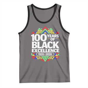 100 Years of Black Excellence 1926 2026 Tank Top African Tribal Pattern Heritage Celebrating Black History TS02 Deep Heather Black Print Your Wear