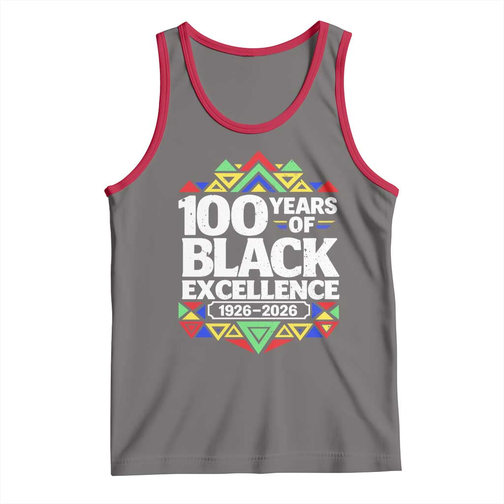 100 Years of Black Excellence 1926 2026 Tank Top African Tribal Pattern Heritage Celebrating Black History TS02 Deep Heather Red Print Your Wear
