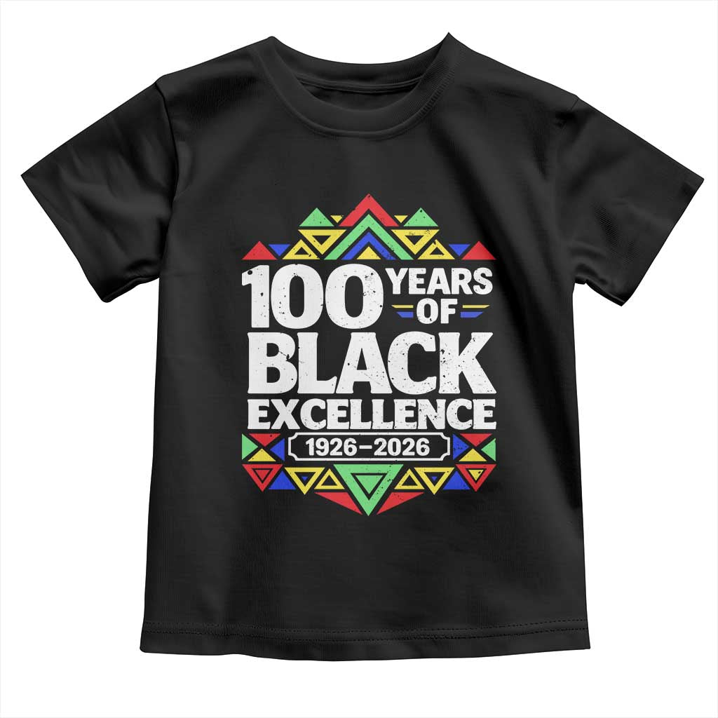 100 Years of Black Excellence 1926 2026 Toddler T Shirt African Tribal Pattern Heritage Celebrating Black History TS02 Black Print Your Wear