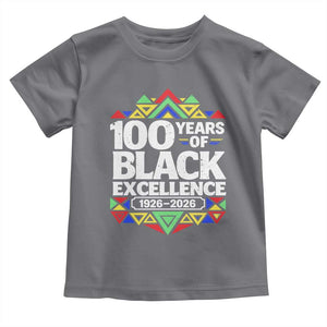 100 Years of Black Excellence 1926 2026 Toddler T Shirt African Tribal Pattern Heritage Celebrating Black History TS02 Charcoal Print Your Wear