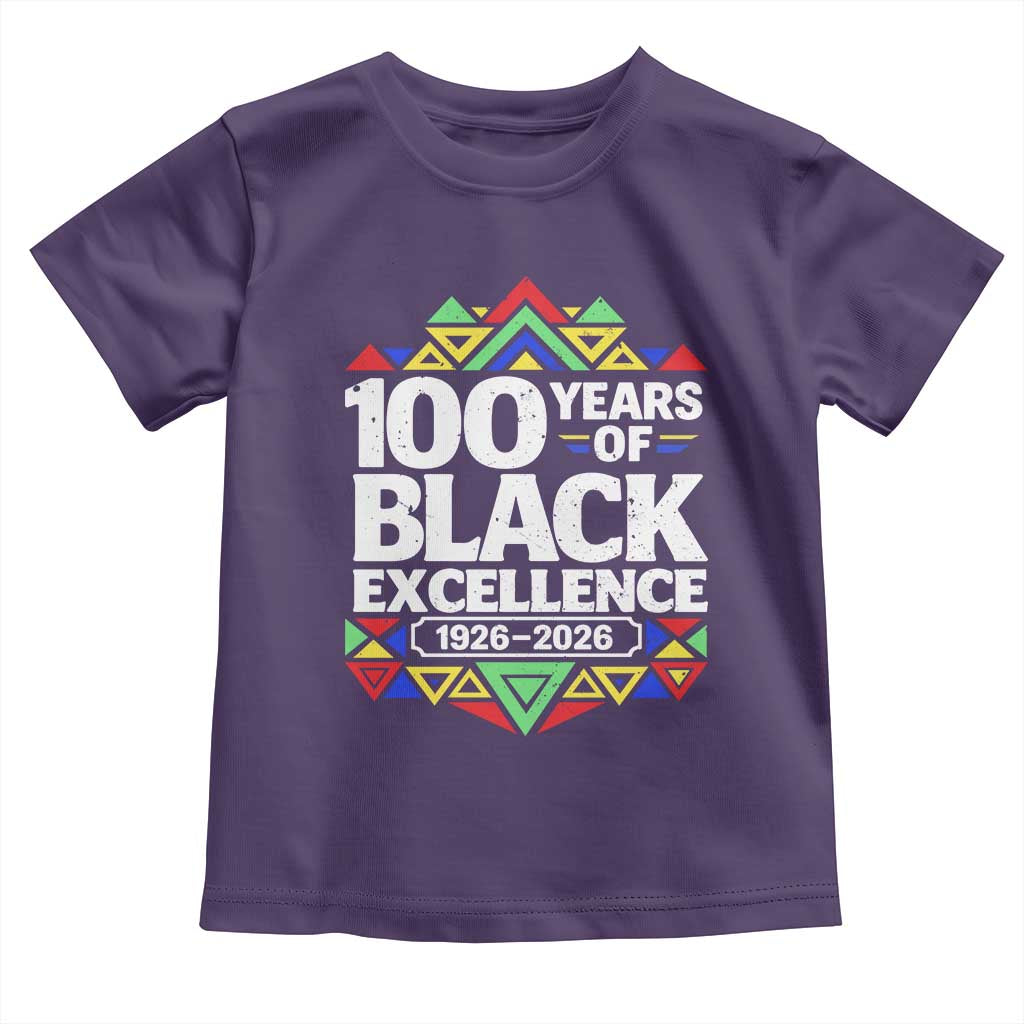100 Years of Black Excellence 1926 2026 Toddler T Shirt African Tribal Pattern Heritage Celebrating Black History TS02 Purple Print Your Wear