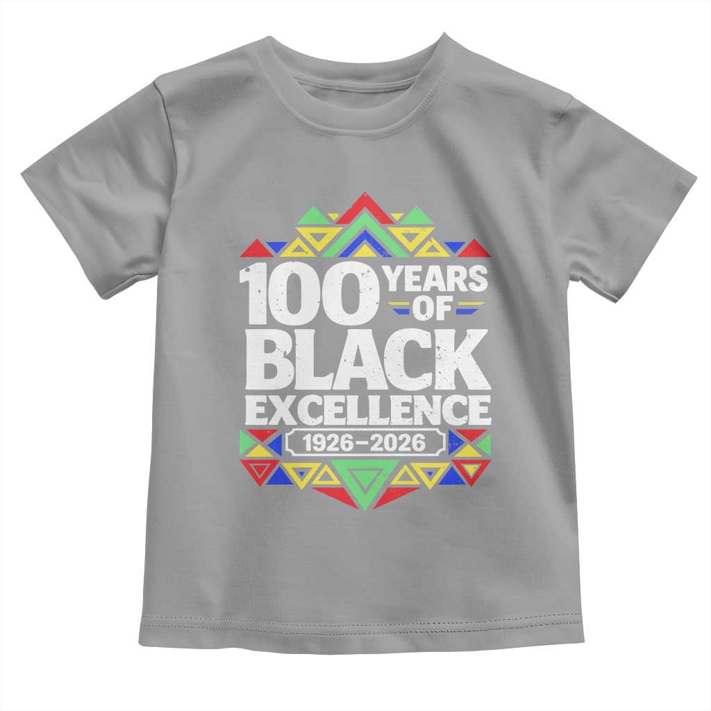 100 Years of Black Excellence 1926 2026 Toddler T Shirt African Tribal Pattern Heritage Celebrating Black History TS02 Sport Gray Print Your Wear