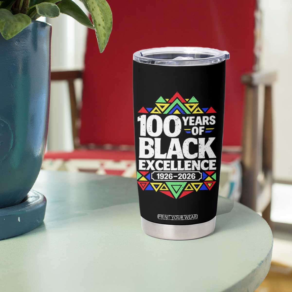 100 Years of Black Excellence 1926 2026 Tumbler Cup African Tribal Pattern Heritage Celebrating Black History TS02 Print Your Wear