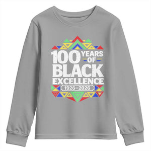 100 Years of Black Excellence 1926 2026 Youth Sweatshirt African Tribal Pattern Heritage Celebrating Black History TS02 Sport Gray Print Your Wear