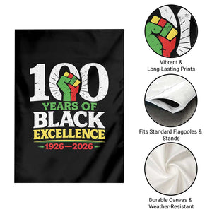 100 Years of Black Excellence 1926 2026 Garden Flag Pan-African Raised Fist Pride Honoring Black History Legacy TS02 Print Your Wear