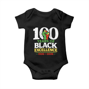 100 Years of Black Excellence 1926 2026 Baby Onesie Pan-African Raised Fist Pride Honoring Black History Legacy TS02 Black Print Your Wear