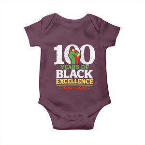 100 Years of Black Excellence 1926 2026 Baby Onesie Pan-African Raised Fist Pride Honoring Black History Legacy TS02 Maroon Print Your Wear