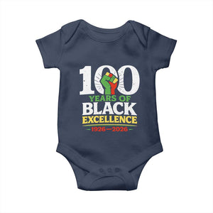 100 Years of Black Excellence 1926 2026 Baby Onesie Pan-African Raised Fist Pride Honoring Black History Legacy TS02 Navy Print Your Wear
