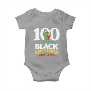 100 Years of Black Excellence 1926 2026 Baby Onesie Pan-African Raised Fist Pride Honoring Black History Legacy TS02 Sport Gray Print Your Wear