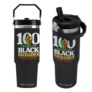 100 Years of Black Excellence 1926 2026 Flip Straw Tumbler Pan-African Raised Fist Pride Honoring Black History Legacy TS02 One Size: 30 oz Black Print Your Wear