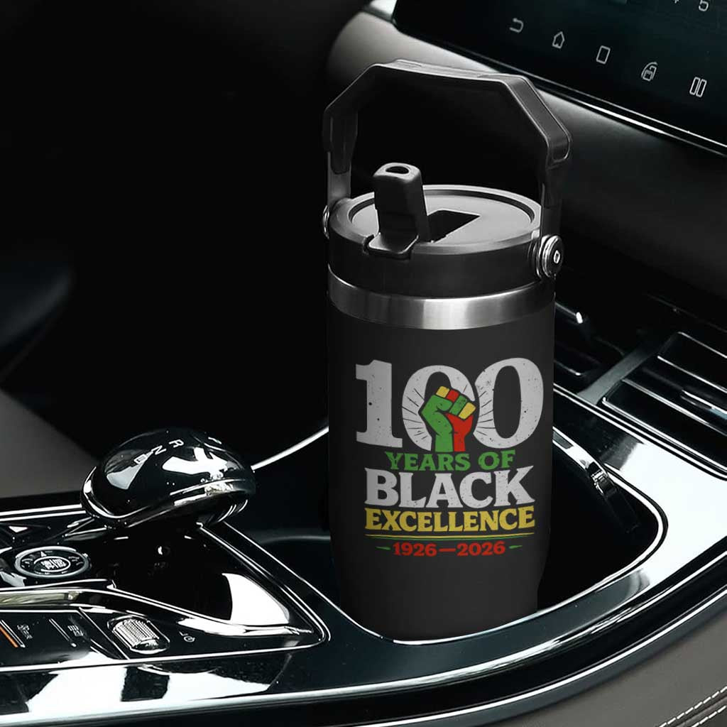 100 Years of Black Excellence 1926 2026 Flip Straw Tumbler Pan-African Raised Fist Pride Honoring Black History Legacy TS02 Print Your Wear