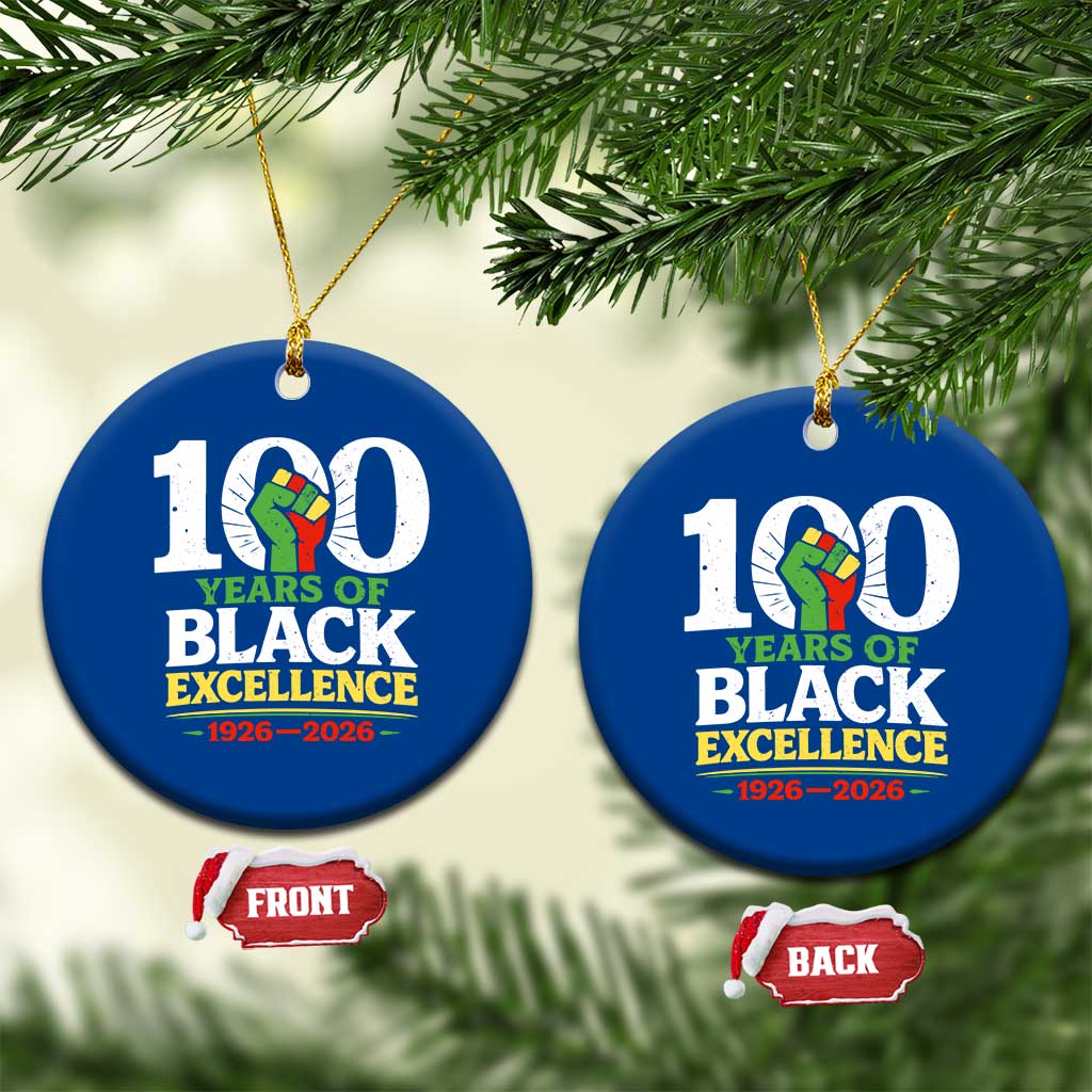 100 Years of Black Excellence 1926 2026 Ceramic Ornament Pan-African Raised Fist Pride Honoring Black History Legacy TS02 1pc Blue Print Your Wear