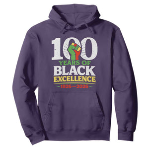 100 Years of Black Excellence 1926 2026 Hoodie Pan-African Raised Fist Pride Honoring Black History Legacy TS02 Purple Print Your Wear