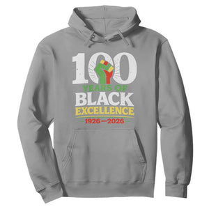 100 Years of Black Excellence 1926 2026 Hoodie Pan-African Raised Fist Pride Honoring Black History Legacy TS02 Sport Gray Print Your Wear