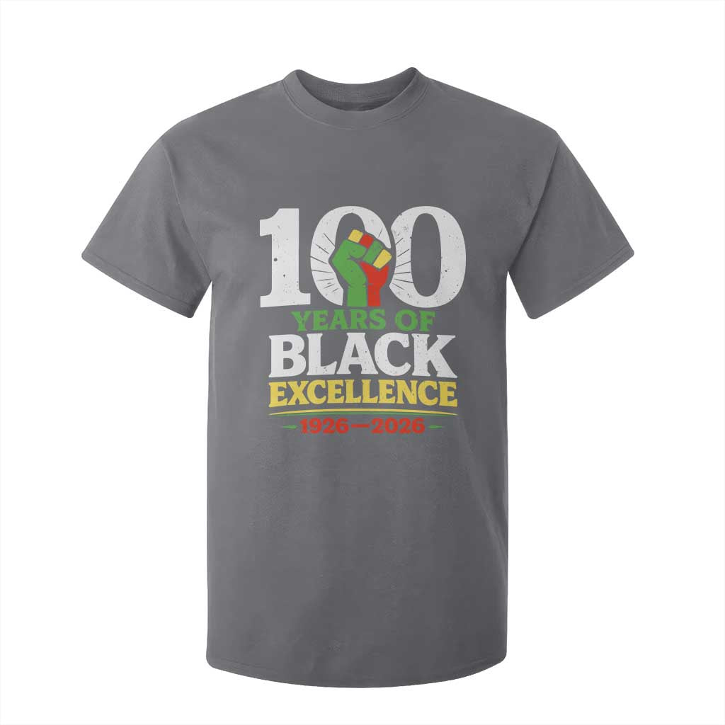 100 Years of Black Excellence 1926 2026 T Shirt For Kid Pan-African Raised Fist Pride Honoring Black History Legacy TS02 Charcoal Print Your Wear