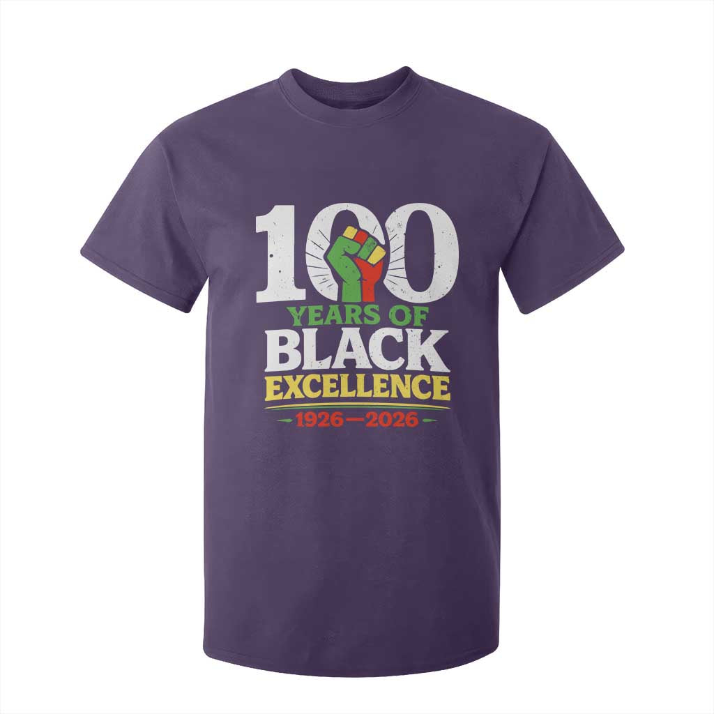 100 Years of Black Excellence 1926 2026 T Shirt For Kid Pan-African Raised Fist Pride Honoring Black History Legacy TS02 Purple Print Your Wear