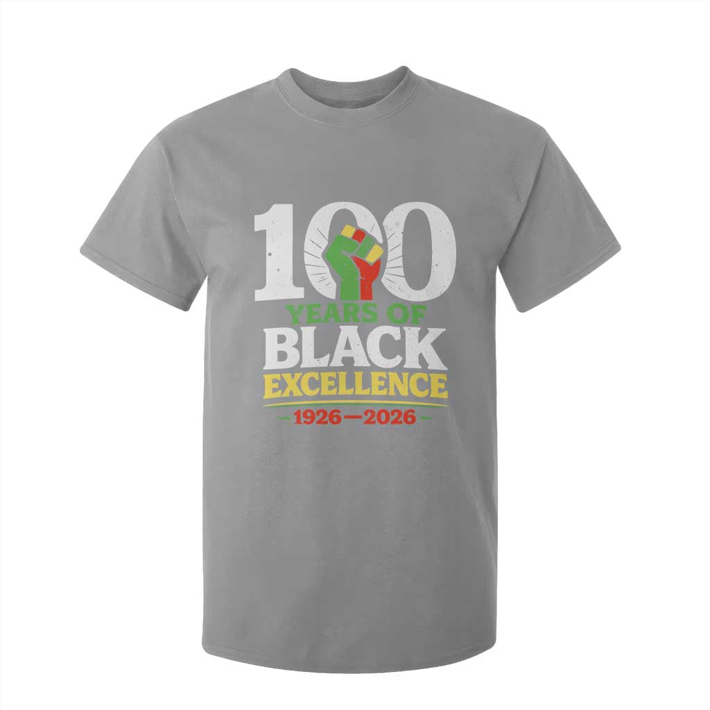 100 Years of Black Excellence 1926 2026 T Shirt For Kid Pan-African Raised Fist Pride Honoring Black History Legacy TS02 Sport Gray Print Your Wear