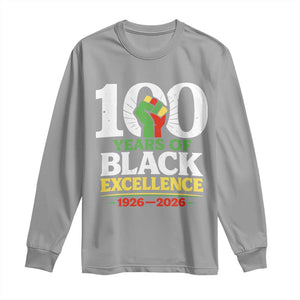 100 Years of Black Excellence 1926 2026 Long Sleeve Shirt Pan-African Raised Fist Pride Honoring Black History Legacy TS02 Sport Gray Print Your Wear