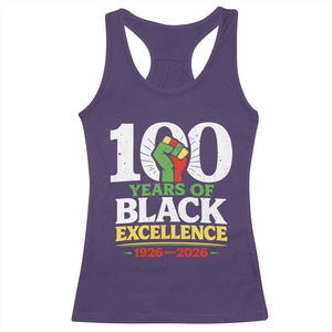 100 Years of Black Excellence 1926 2026 Racerback Tank Top Pan-African Raised Fist Pride Honoring Black History Legacy TS02 Purple Print Your Wear