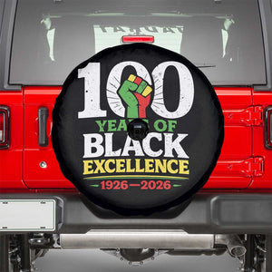 100 Years of Black Excellence 1926 2026 Spare Tire Cover Pan-African Raised Fist Pride Honoring Black History Legacy TS02 Black Print Your Wear