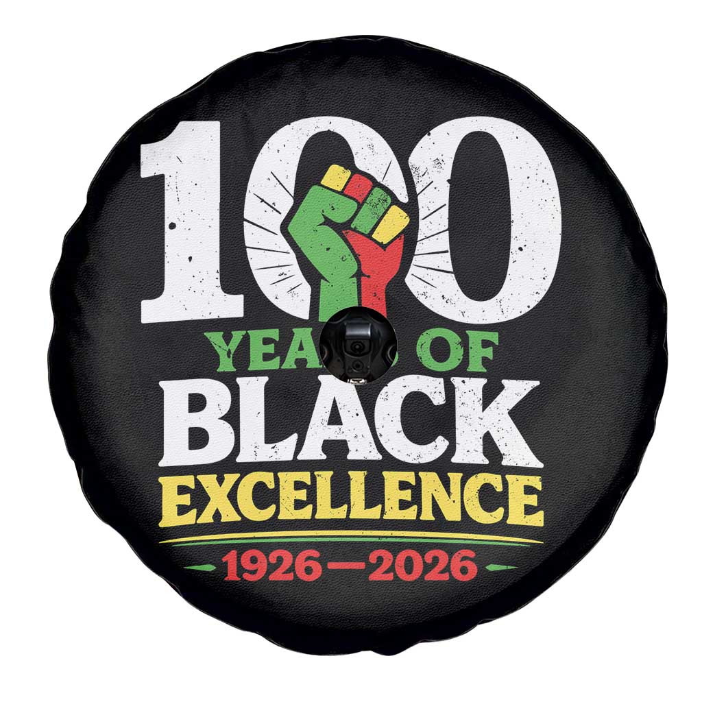 100 Years of Black Excellence 1926 2026 Spare Tire Cover Pan-African Raised Fist Pride Honoring Black History Legacy TS02 Print Your Wear
