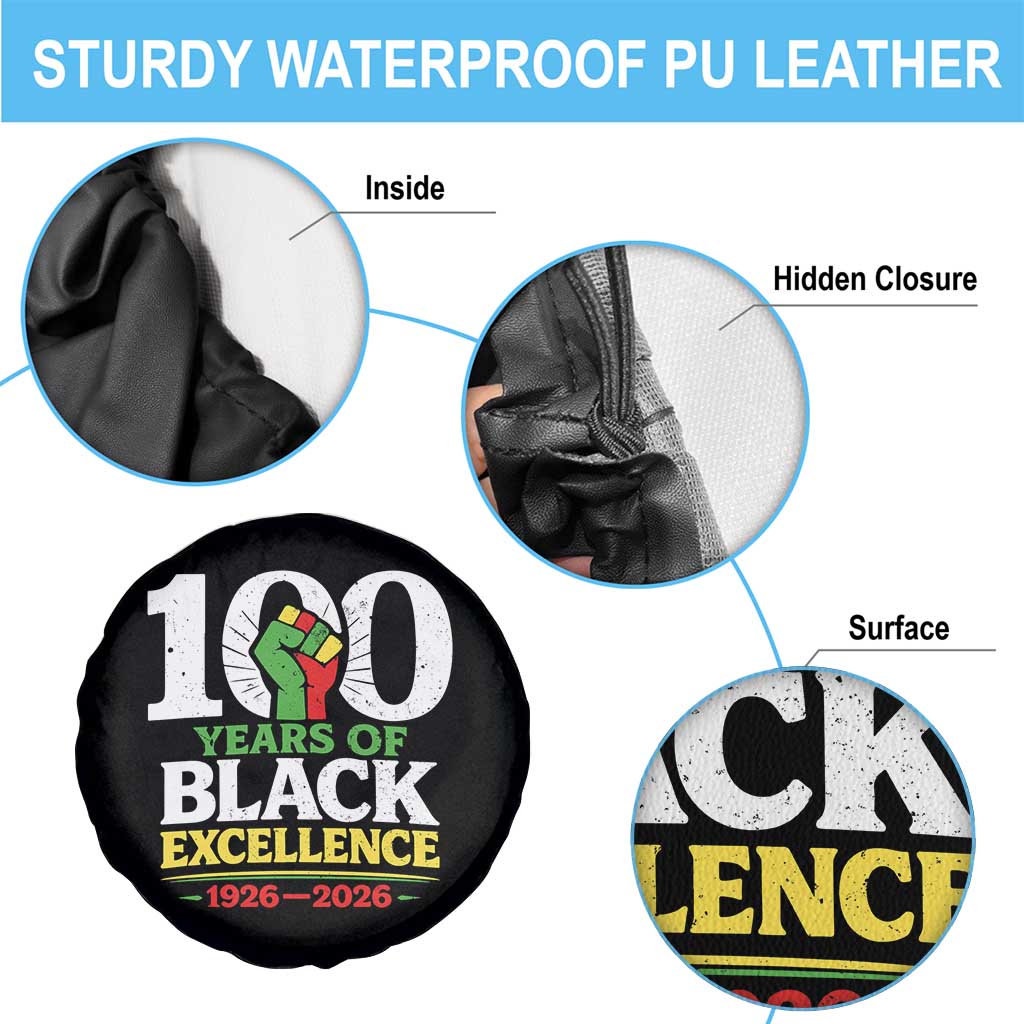 100 Years of Black Excellence 1926 2026 Spare Tire Cover Pan-African Raised Fist Pride Honoring Black History Legacy TS02 Print Your Wear