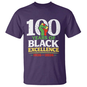 100 Years of Black Excellence 1926 2026 T Shirt Pan-African Raised Fist Pride Honoring Black History Legacy TS02 Purple Print Your Wear