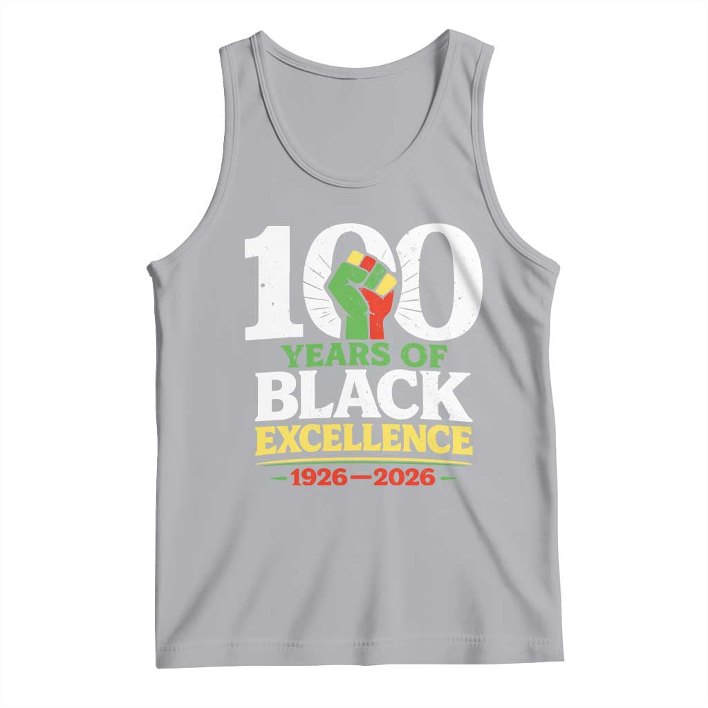 100 Years of Black Excellence 1926 2026 Tank Top Pan-African Raised Fist Pride Honoring Black History Legacy TS02 Athletic Heather Print Your Wear