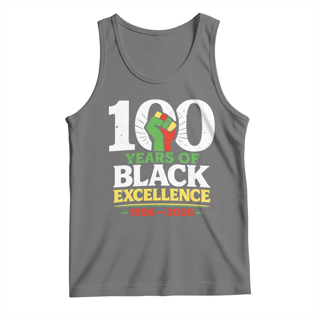 100 Years of Black Excellence 1926 2026 Tank Top Pan-African Raised Fist Pride Honoring Black History Legacy TS02 Black Heather Print Your Wear