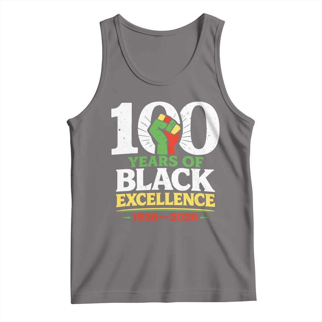 100 Years of Black Excellence 1926 2026 Tank Top Pan-African Raised Fist Pride Honoring Black History Legacy TS02 Deep Heather Print Your Wear