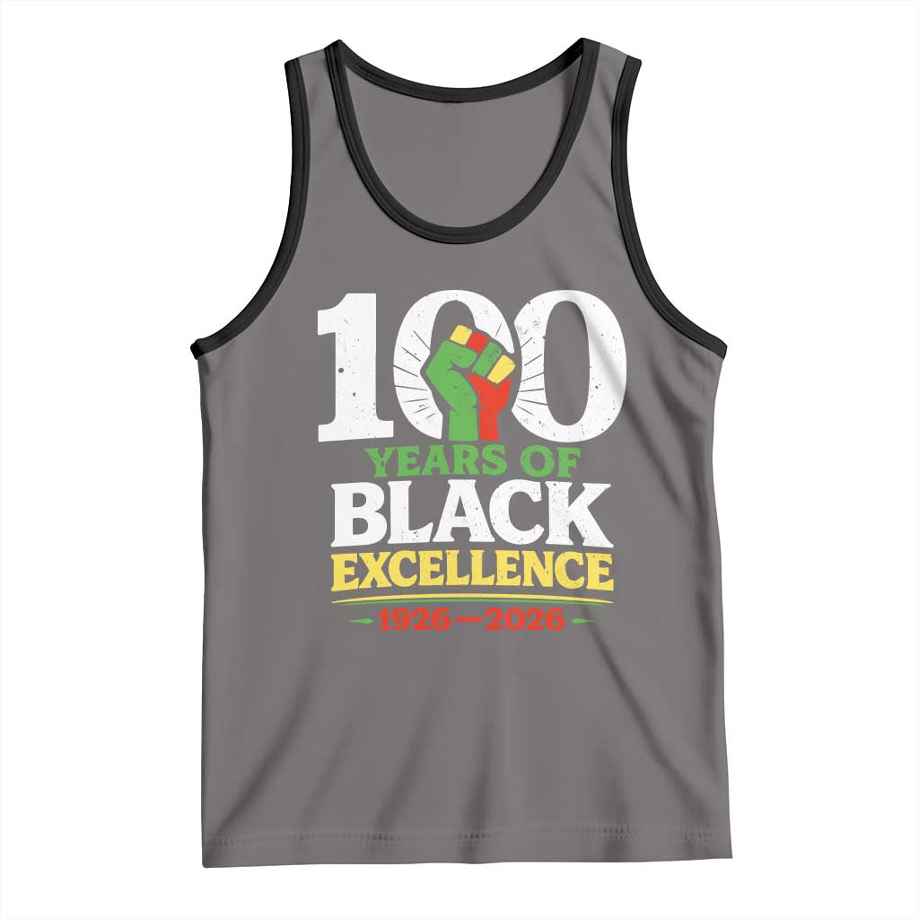 100 Years of Black Excellence 1926 2026 Tank Top Pan-African Raised Fist Pride Honoring Black History Legacy TS02 Deep Heather Black Print Your Wear