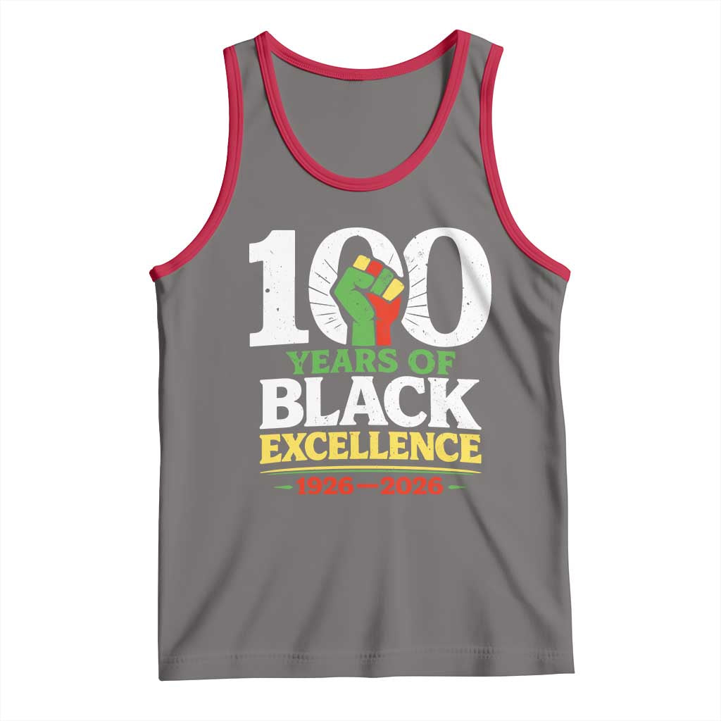 100 Years of Black Excellence 1926 2026 Tank Top Pan-African Raised Fist Pride Honoring Black History Legacy TS02 Deep Heather Red Print Your Wear