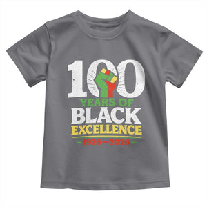 100 Years of Black Excellence 1926 2026 Toddler T Shirt Pan-African Raised Fist Pride Honoring Black History Legacy TS02 Charcoal Print Your Wear