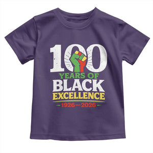 100 Years of Black Excellence 1926 2026 Toddler T Shirt Pan-African Raised Fist Pride Honoring Black History Legacy TS02 Purple Print Your Wear