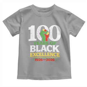 100 Years of Black Excellence 1926 2026 Toddler T Shirt Pan-African Raised Fist Pride Honoring Black History Legacy TS02 Sport Gray Print Your Wear