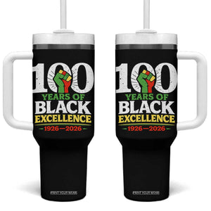 100 Years of Black Excellence 1926 2026 Tumbler With Handle Pan-African Raised Fist Pride Honoring Black History Legacy TS02 One Size: 40 oz Black Print Your Wear