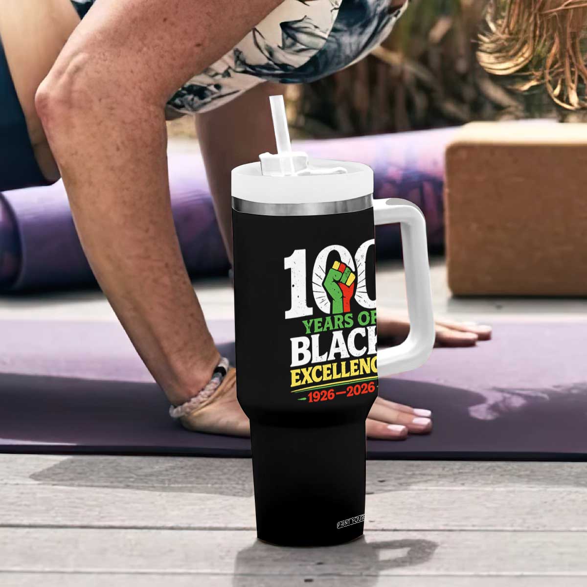 100 Years of Black Excellence 1926 2026 Tumbler With Handle Pan-African Raised Fist Pride Honoring Black History Legacy TS02 Print Your Wear
