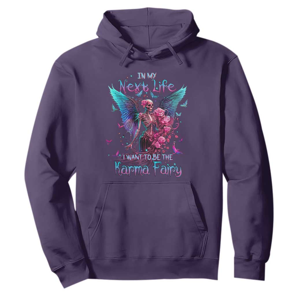 Fairy Skeleton Hoodie In My Next Life I Want To Be The Karma Colorful Rose Angel Skull TS02 Purple Printyourwear