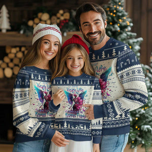 Fairy Skeleton Ugly Christmas Sweater In My Next Life I Want To Be The Karma Colorful Rose Angel Skull TS02 Navy Print Your Wear