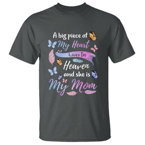 Mom Remembrance T Shirt A Big Piece Of My Heart Lives In Heaven And She Is My Mom TS02 Dark Heather Printyourwear