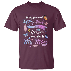 Mom Remembrance T Shirt A Big Piece Of My Heart Lives In Heaven And She Is My Mom TS02 Maroon Printyourwear