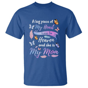 Mom Remembrance T Shirt A Big Piece Of My Heart Lives In Heaven And She Is My Mom TS02 Royal Blue Printyourwear