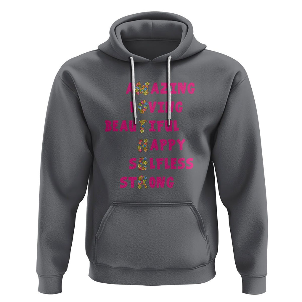 Mother Definition Hoodie Amazing Loving Beautiful Happy Selfless Strong Floral Mom's Day TS02 Charcoal Printyourwear